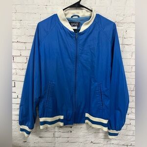 Vintage Gap 1980’s Windbreaker Jacket Blue White Men Large Cotton